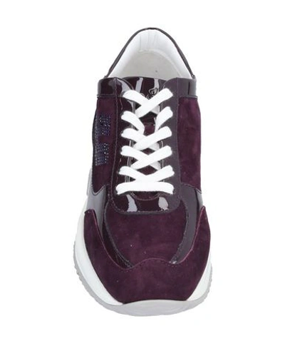 Shop Hogan Woman Sneakers Deep Purple Size 7 Soft Leather