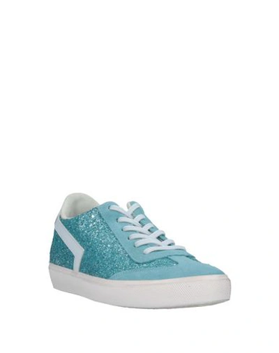 Shop Leather Crown Sneakers In Sky Blue