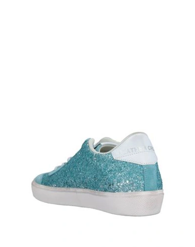 Shop Leather Crown Sneakers In Sky Blue