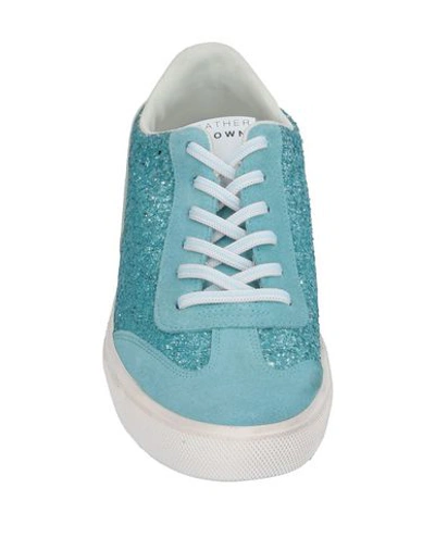 Shop Leather Crown Sneakers In Sky Blue