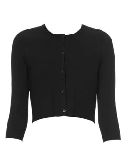 Shop Carolina Herrera Cropped Cardigan In Black
