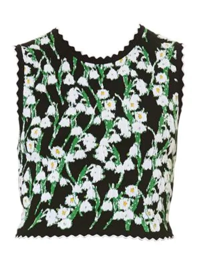Shop Carolina Herrera Women's Daisy Jacquard Shell Top In Black Multi