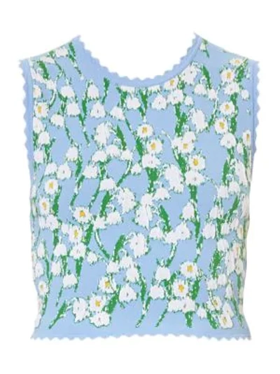 Shop Carolina Herrera Women's Daisy Jacquard Shell Top In Cielo Multi