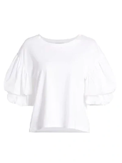 Shop Joie Bee Short Puff-sleeve Top In Clean White