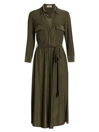 Shop L Agence Rivi Belted Midi Shirtdress In Olive