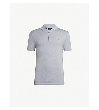 Shop Allsaints Mode Wool Polo Shirt In Foss Blue