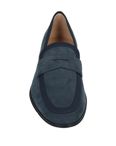 Shop Tod's Man Loafers Midnight Blue Size 9 Soft Leather, Textile Fibers