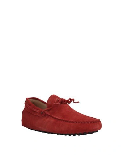 Tod's Suede Loafers In Red