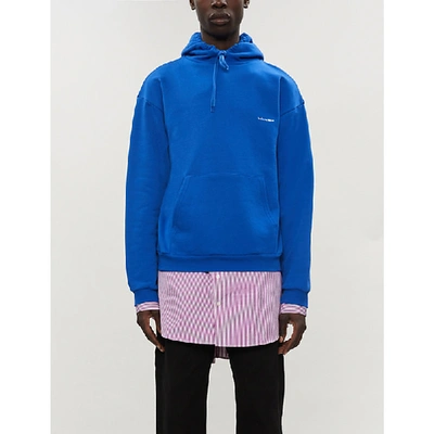 Shop Balenciaga Copyright Logo-print Cotton-jersey Hoody In Sapphire