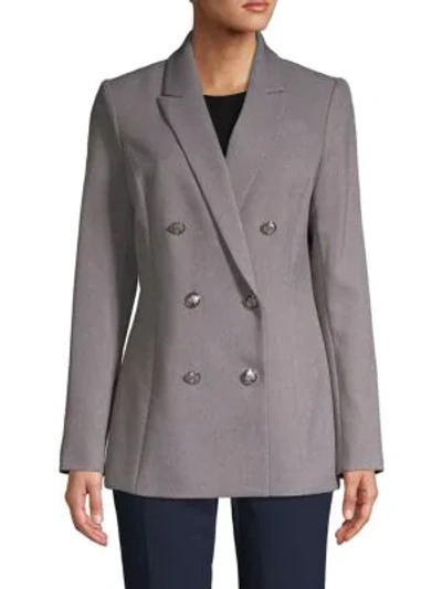 Shop Calvin Klein Double-breasted Long-sleeve Jacket In Charcoal
