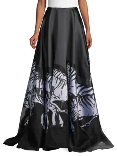 Shop Carolina Herrera Zebra-print Maxi Skirt In Black White