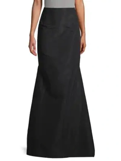 Shop Carolina Herrera No-waistband Silk Maxi Skirt In Black