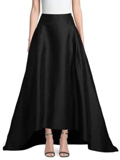 Shop Carolina Herrera High-low Cotton & Silk-blend Skirt In Black