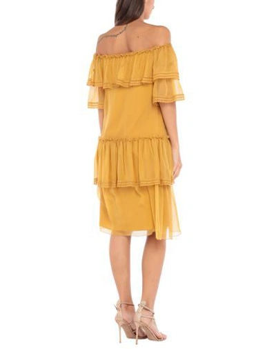 Shop Alberta Ferretti Woman Mini Dress Ocher Size 4 Silk In Yellow