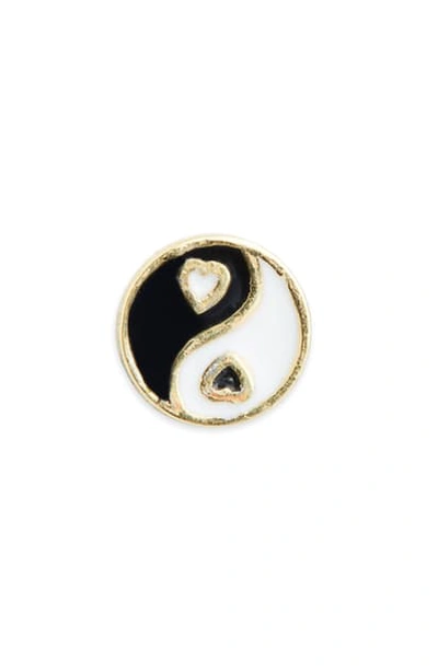 Shop Wilhelmina Garcia Yin Yang Single Stud Earring In Black/ Gold