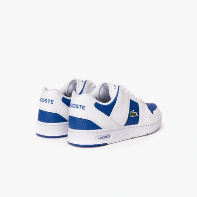 Shop Lacoste Men's Thrill Two-tone Leather Sneakers In White/dark Blue