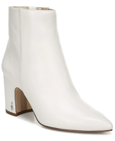 Shop Sam Edelman Hilty Ankle Booties Women's Shoes In Bright White Leather