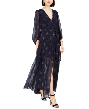 long sleeve glitter maxi dress