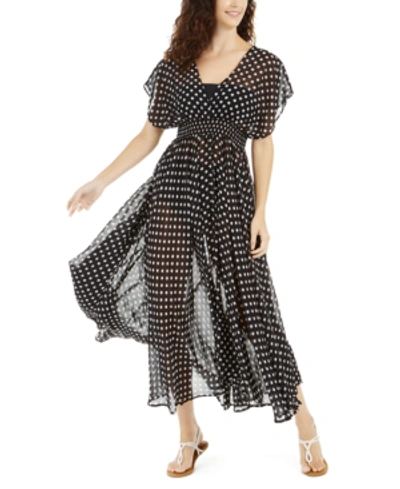 Shop Kate Spade New York Polka Dot Swim Cover-up Dress Women's Swimsuit In Black Dot