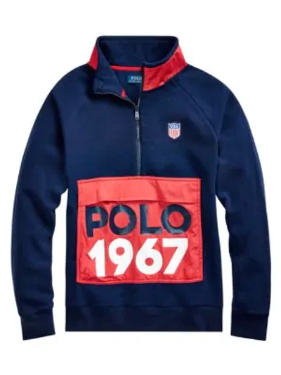 Shop Polo Ralph Lauren Polo Active Zip Pullover In Navy
