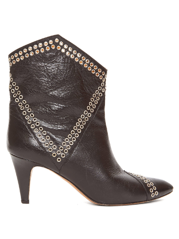 Isabel Marant Demka Metal-eyelet Leather Boots In Black | ModeSens