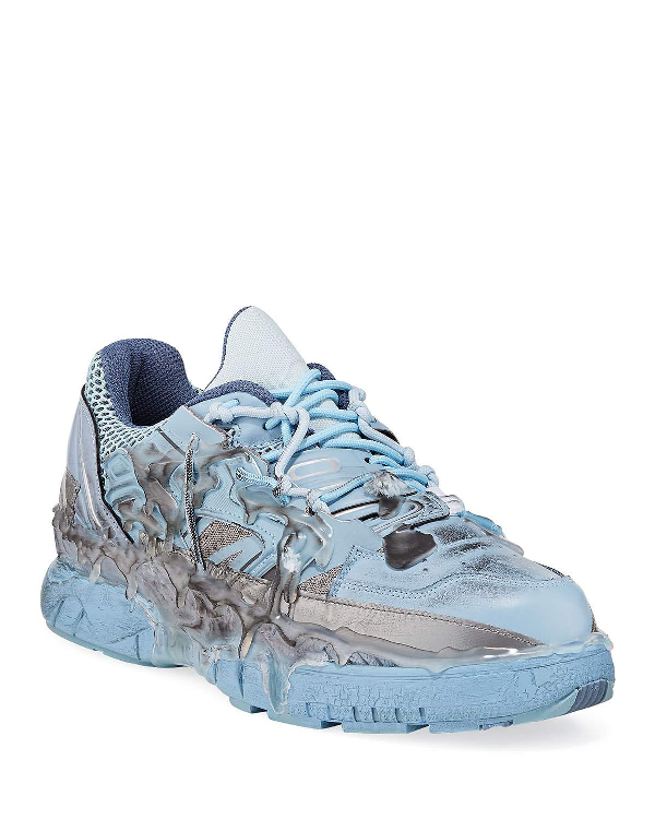 Maison Margiela Men's Fusion Low-top Leather Trainer Sneakers In Blue ...