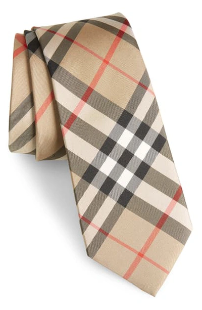 Shop Burberry Manston Check Silk Tie In Archive Beige