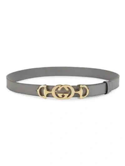Shop Gucci Women's Gg Horsebit Belt In Dusty Grey