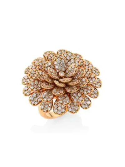 Shop Hueb Secret Garden 18k Rose Gold & Diamond Flower Ring