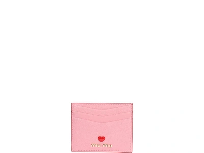 Shop Miu Miu Madras Love Cards Holder In Pink