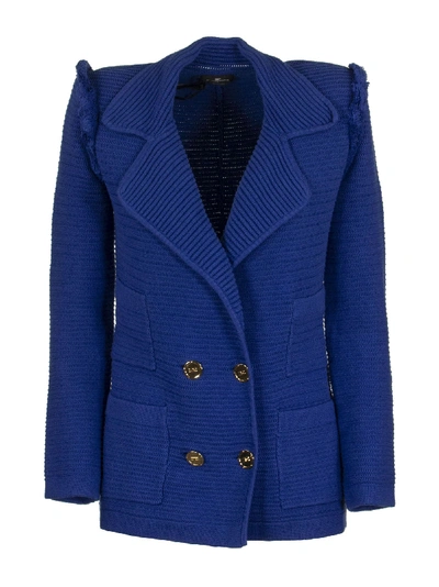 Shop Elisabetta Franchi Celyn B. Cotton Blazer Jacket Cobalt