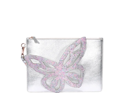 Shop Sophia Webster Flossy Butterfly Pouch In Silver
