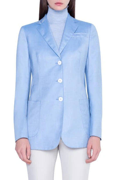 Shop Akris Stretch Cashmere & Silk Twill Blazer In Ice