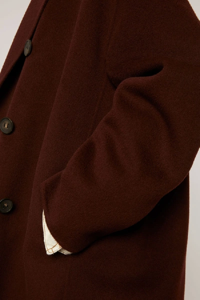 Shop Acne Studios Double-breasted Wool Coat Maroon Red