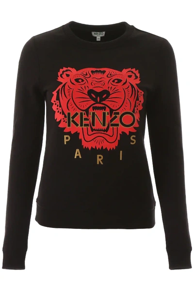 Shop Kenzo Tiger Patch Sweatshirt In Black,red,gold