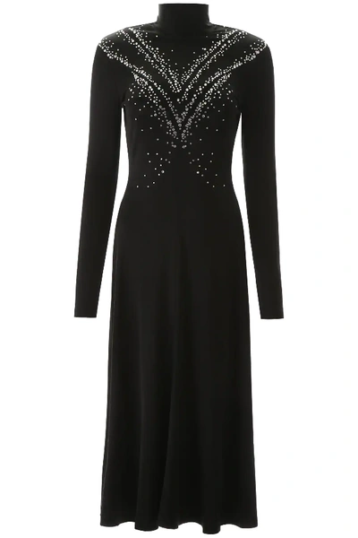 Shop Rabanne Long Dress With Rhinestones In Black