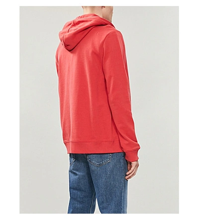 Shop Allsaints Raven Slim-fit Cotton-fleece Hoody In Flash Red