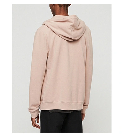 Shop Allsaints Raven Slim-fit Cotton-fleece Hoody In Mushroom Pink