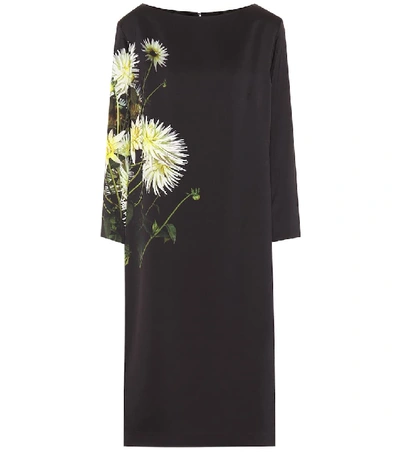 Shop Dries Van Noten Floral Satin Dress In Black