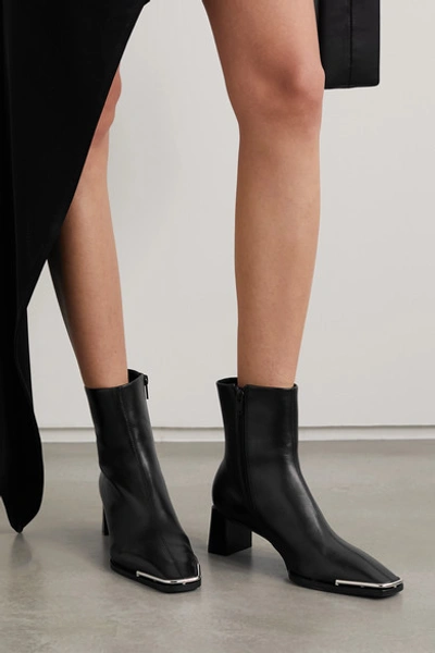 Shop Alexander Wang Mascha Glossed-leather Ankle Boots In Black