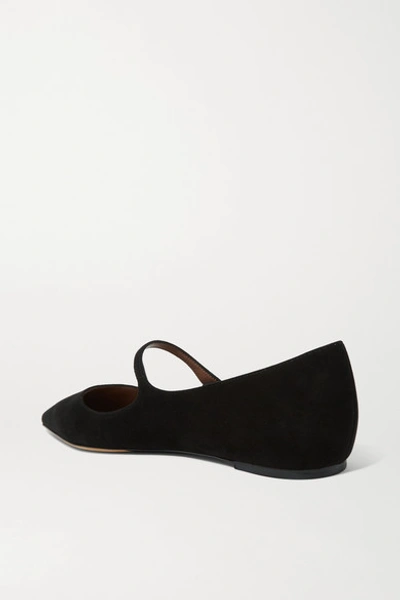 Shop Tabitha Simmons Hermione Suede Point-toe Flats In Black