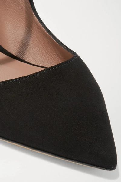 Shop Tabitha Simmons Hermione Suede Point-toe Flats In Black