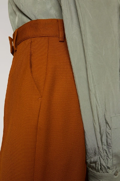 Shop Acne Studios Flared Wool-blend Trousers Cognac Brown