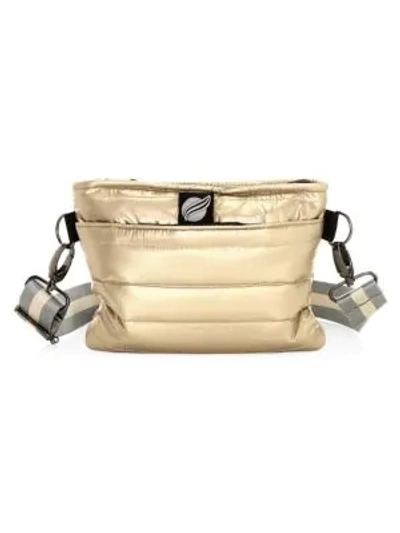 Shop Think Royln Quilted Metallic Convertible Crossbody Bag In Pearl Gold