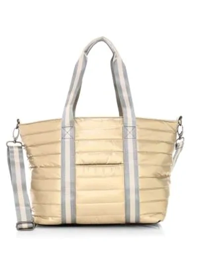 Shop Think Royln Junior Wingman Pearlized Quilted Tote In Pearl Gold