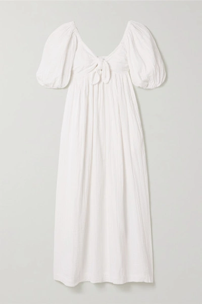 Shop Mara Hoffman Violet Crinkled Organic Cotton-gauze Maxi Dress In White
