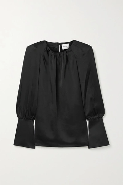 Shop Khaite Kirsty Cutout Satin-crepe Blouse In Black