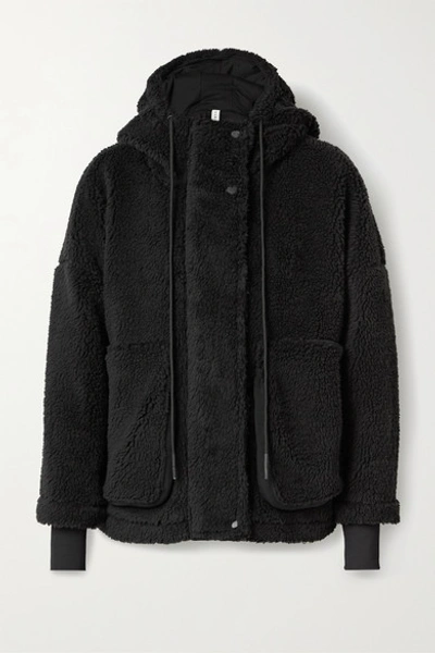 Shop Varley Montalvo Hooded Faux Shearling Jacket In Black