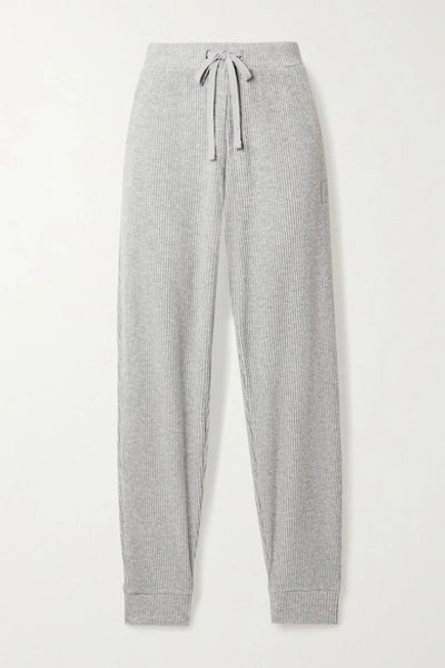 Shop Alo Yoga Muse Ribbed Fleece Sweatpants In Light Gray