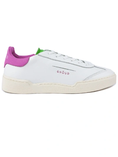 Shop Ghoud White Leather Sneaker In Bianco+fuxia